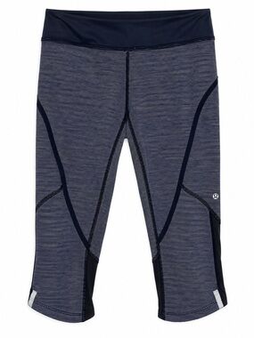 Lululemon Run Inspire Crop Leggings Purple Stripe Reflective Capri Pants